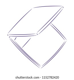 Vector image of compact female mirror. Cosmetic vector icon. Vector illustration. Sketch isolated on white background. Open small mirror. Сontour pattern. Vector EPS 10