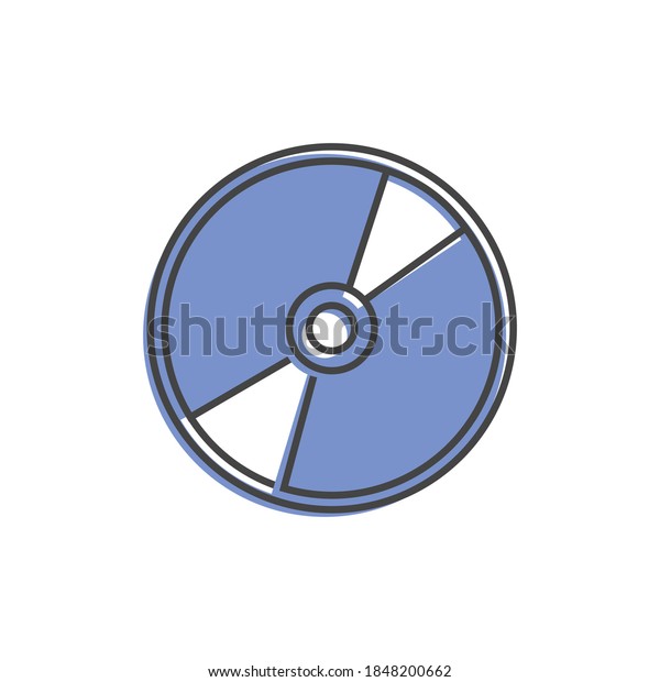 Vector image of a computer laser disk. Disk\
for data recording and information cartoon style on white isolated\
background.