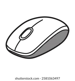 vector image of a computer mouse black and white facing left