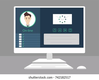 Vector image of a computer with a user interface.