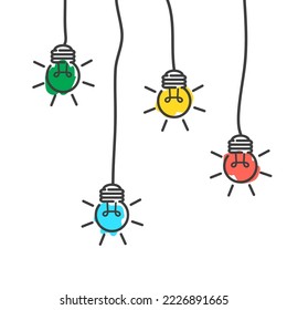 vector image concept of colorful light bulbs cheerful theme.
