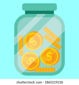 vector image with concept of saving coins in jar