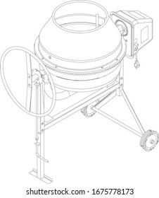 vector image of concrete mixer