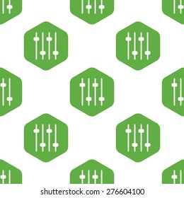 Vector image of console faders in hexagon, repeated on white background