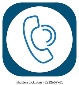 icono de contacto de imagen vectorial en líneas azules con borde azul oscuro.