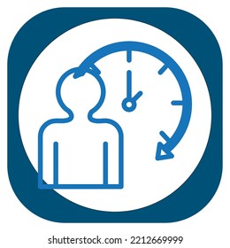 vector image contact icon in blue lines with dark blue border.