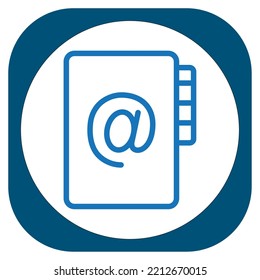 icono de contacto de imagen vectorial en líneas azules con borde azul oscuro.