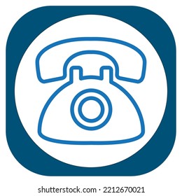 vector image contact icon in blue lines with dark blue border.