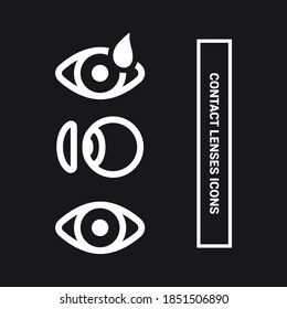 Imagen vectorial. Colección de iconos de lente de contacto.