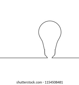 Vector image of a continuous line drawing light bulb.