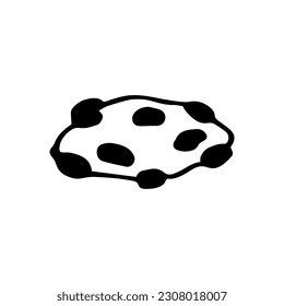 Vector image of cookies with chocolate drops. Hand drawn doodle style isolated on white background.