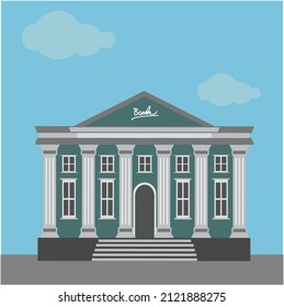 imagen vectorial de un genial logo de banco verde adecuado para diseños de presentación financiera, negocios, ilustraciones de artículos y tarjetas de felicitación para el día mundial o internacional del banco 2022.

