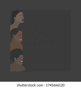 Vector image with copy space. Dark skin mens and womens protest. African race people defend themselves and their rights. The emotions of anger.