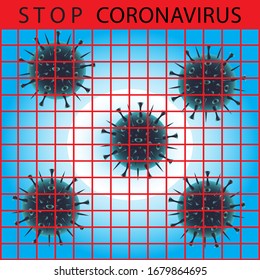 Vector image of Coronavirus COVID-19 in cage