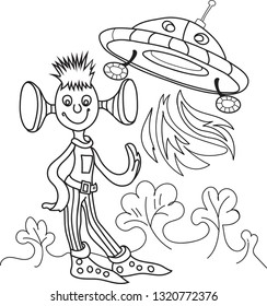 vector image of a cosmic fantastic alien for children's creativity, books for coloring