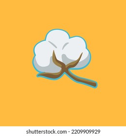 Vector Image. Cotton Bloom. Cotton On An Orange Background.