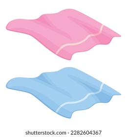 Vector image of cotton towels for shower or kitchen. Hygiene items and baths. The concept of cleanliness and self-care. Beautiful elements for your design.