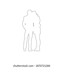 Vector image of a couple in love on the background of a red Valentine's day heart.Isolated on a white background.