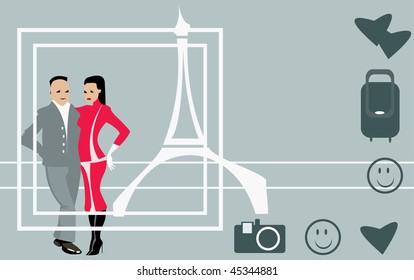 imagen vectorial de pareja en París