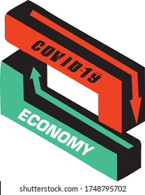Vektorbild von Covid-19 und Ökonomie
