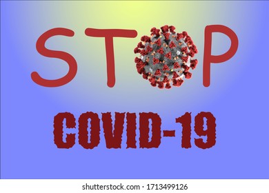 Vector image of COVID-19. Stock Image Stop COVID-19.