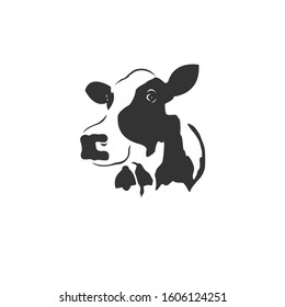 Vector image of an cow black and white. design style. animal. art. symbol. logo. Illustrator. on white background. Mammals