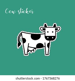 Vector image of a cow. Funny sticker of a cow.