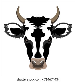 Vector image of a cow head design. Vector cow logo. Farm Animals.