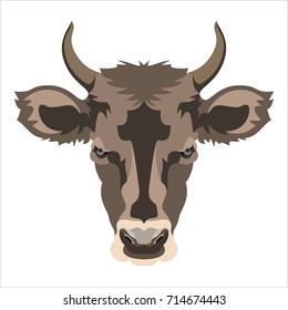 Vector image of a cow head design. Vector cow logo. Farm Animals.