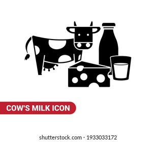 Imagen vectorial. Icono de leche de vaca.