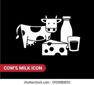 Imagen vectorial. Icono de leche de vaca.