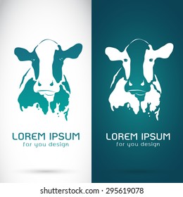 Vector image of an cow on white background and blue background, Logo, Symbol