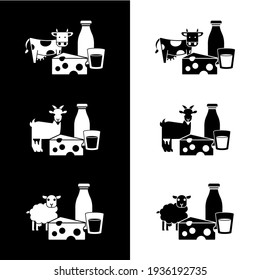 Vektorbild. Kuh-, Schaf- und Ziegenmilch-Symbol.