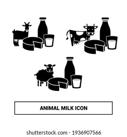 Vector Image. Cow, Sheep And Goat Milk Icon.