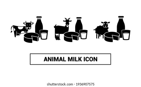 Vector image. Cow, sheep and goat milk icon.