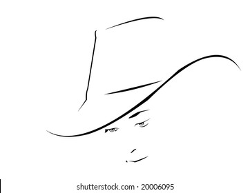 vector image of cowgirl head isolated on white