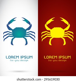 Vector image of an crab design on white background and red background, Logo, Symbol