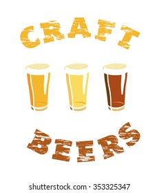 Vector image of craft beers and rustic writing