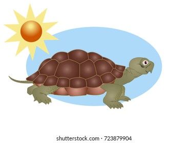 Vector image of a crawling turtle.