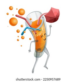 Vector image of creating a cocktail for packaging a children's drink or juice with vitamins. Cartoon. EPS 10