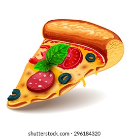 Vector Image Of Creative Pizzas Meats. Icon Italian Pizza. A Slice Of Pizza For The Design Of Advertising For Your Restaurant Business.