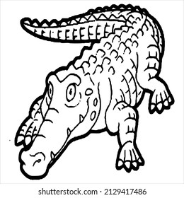 Vector, Image of Crocodile, black and white color, on a transparent background
