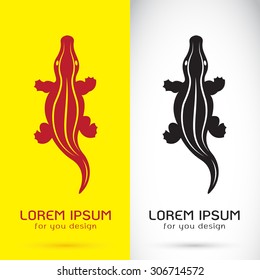 Vector image of a crocodile design on white background and yellow background, Logo, Symbol, Animals