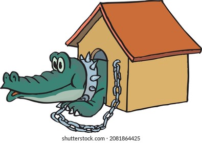 Vector Image of Crocodile in Kennel
