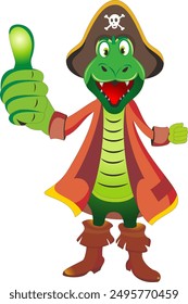vector image of a crocodile as a pirate
