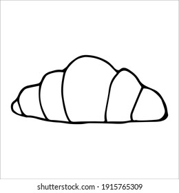 vector image of croissant in doodle style 