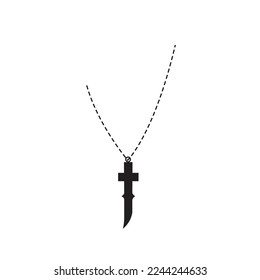 Vector image of a cross necklace that is made of the letter t and looks like a dagger