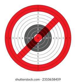Vector image of a crossed out target for shooting. Stop Fighting. Isolated on white background.