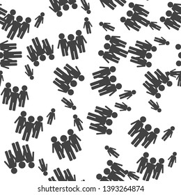 Vector image of a crowd of people and one person standing aside. A person different from others  in being outside the crowd. Persons symbol. Crowd signs seamless pattern on a white background. 