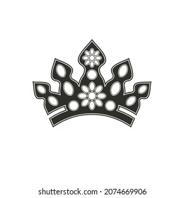 vector image of a crown with a small circle in the middle, and some text below the image. crown logo can be used for brand, company logo or product logo.in the middle of the circle you can put letters